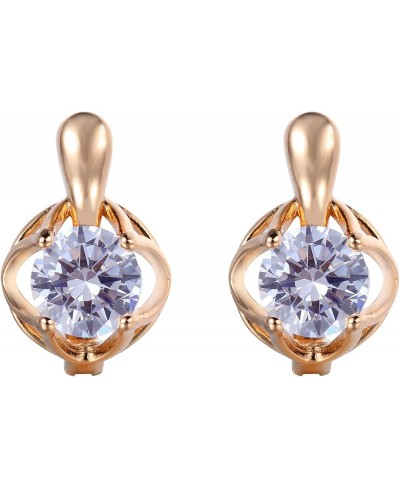 White Diamond Earrings Flower Hoop 18K Rose Gold Plated Hypoallergenic Lucky Gift for Women $23.73 Hoop