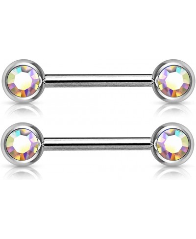 14GA 316L Stainless Steel Double Gemmed Front Facing Nipple Barbells Sold as a Pair $13.77 Piercing Jewelry