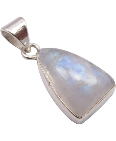 Blue Rainbow Moonstone Pendant 2.8 cm Solid Sterling Silver Made In India $21.89 Pendants & Coins