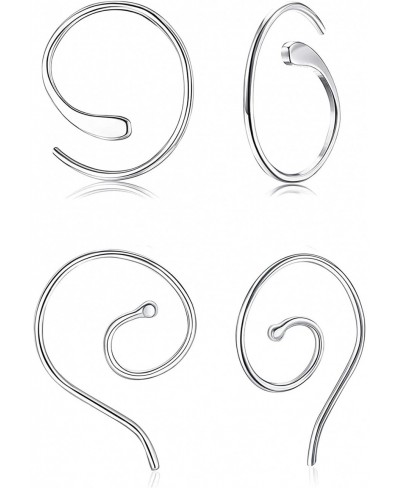 925 Sterling Silver Spiral Pull Through Hoop Earrings Small Minimalist Hoop Earrings for Women $15.34 Hoop