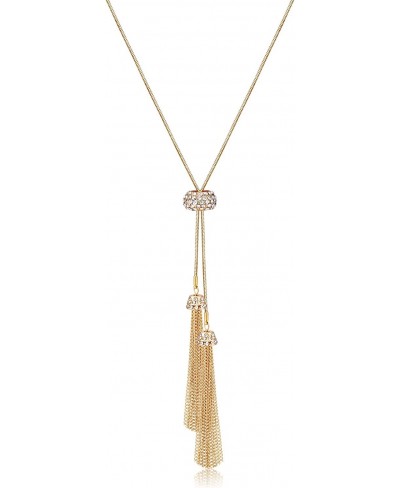 Tassel Pendant Lariat Y Necklace Long Snake Chain Necklaces with Adjustable Crystal Slider Ball $12.91 Y-Necklaces