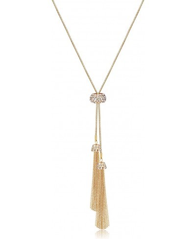 Tassel Pendant Lariat Y Necklace Long Snake Chain Necklaces with Adjustable Crystal Slider Ball $12.91 Y-Necklaces