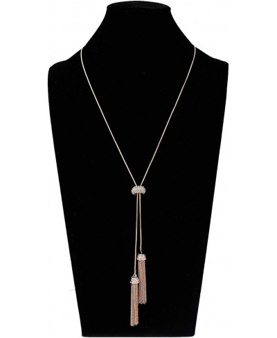 Tassel Pendant Lariat Y Necklace Long Snake Chain Necklaces with Adjustable Crystal Slider Ball $12.91 Y-Necklaces