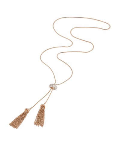 Tassel Pendant Lariat Y Necklace Long Snake Chain Necklaces with Adjustable Crystal Slider Ball $12.91 Y-Necklaces