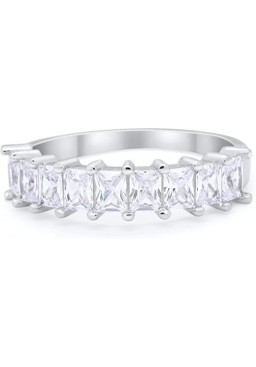 Half Eternity Radiant Cut Wedding Band Ring 925 Sterling Silver $18.06 Eternity Rings