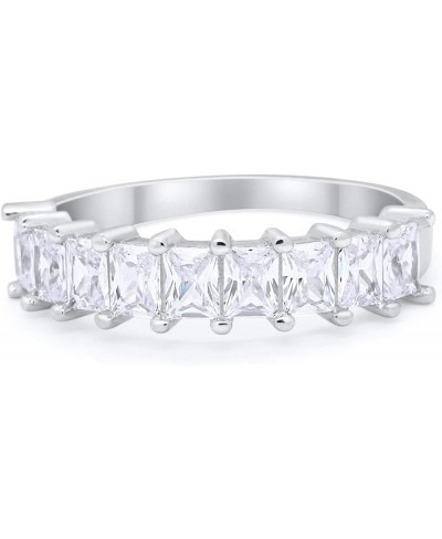 Half Eternity Radiant Cut Wedding Band Ring 925 Sterling Silver $18.06 Eternity Rings