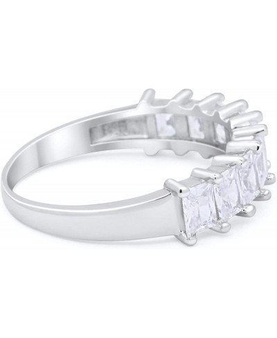 Half Eternity Radiant Cut Wedding Band Ring 925 Sterling Silver $18.06 Eternity Rings