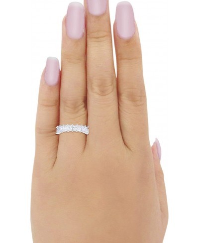 Half Eternity Radiant Cut Wedding Band Ring 925 Sterling Silver $18.06 Eternity Rings