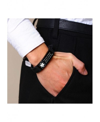 Medical Emergency Alert for Men Women - Stainless Steel ID Silicone Rubber Adjustable Bracelet $13.82 Identification