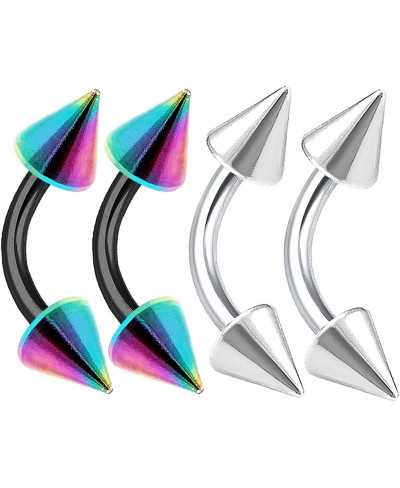 4pcs 16g Curved Barbell Cartilage Lip Tragus Eyebrow Forward Helix Conch Daith Earring Vertical Labret Spike - Pick Size $11....