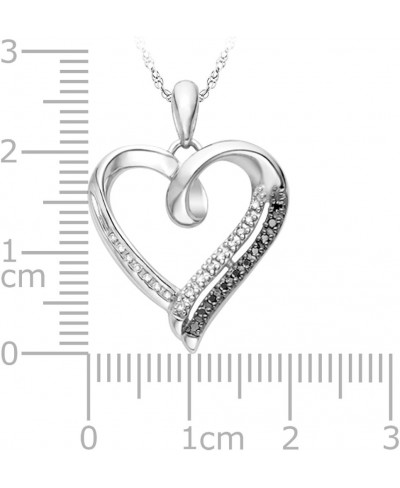 Sterling Silver Black & White Round Diamond in Heart Pendant (1/10 cttw) $22.30 Pendant Necklaces