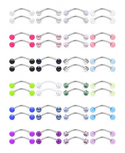 24 Pairs 16G Glow in Dark Flexible Acrylic Curved Tongue Barbell Snake Eye Nipple Ring Retainer Piercing Jewelry for Women Me...