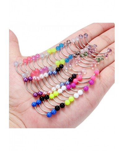 24 Pairs 16G Glow in Dark Flexible Acrylic Curved Tongue Barbell Snake Eye Nipple Ring Retainer Piercing Jewelry for Women Me...