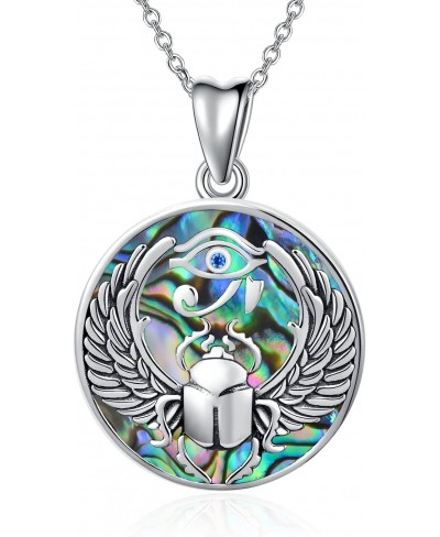 Eye of Horus Necklace Scarab Pendant Sterling Silver Eye of Providence Ankh Horus Eye Ancient Egyptian Protection Amulet All-...