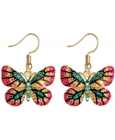 Luxury Crystal Shiny Butterfly Hanging Dangle Earrings For Women Ladies Animal Multicolor Crystal Pendant Drop Ear Jewelry Ac...