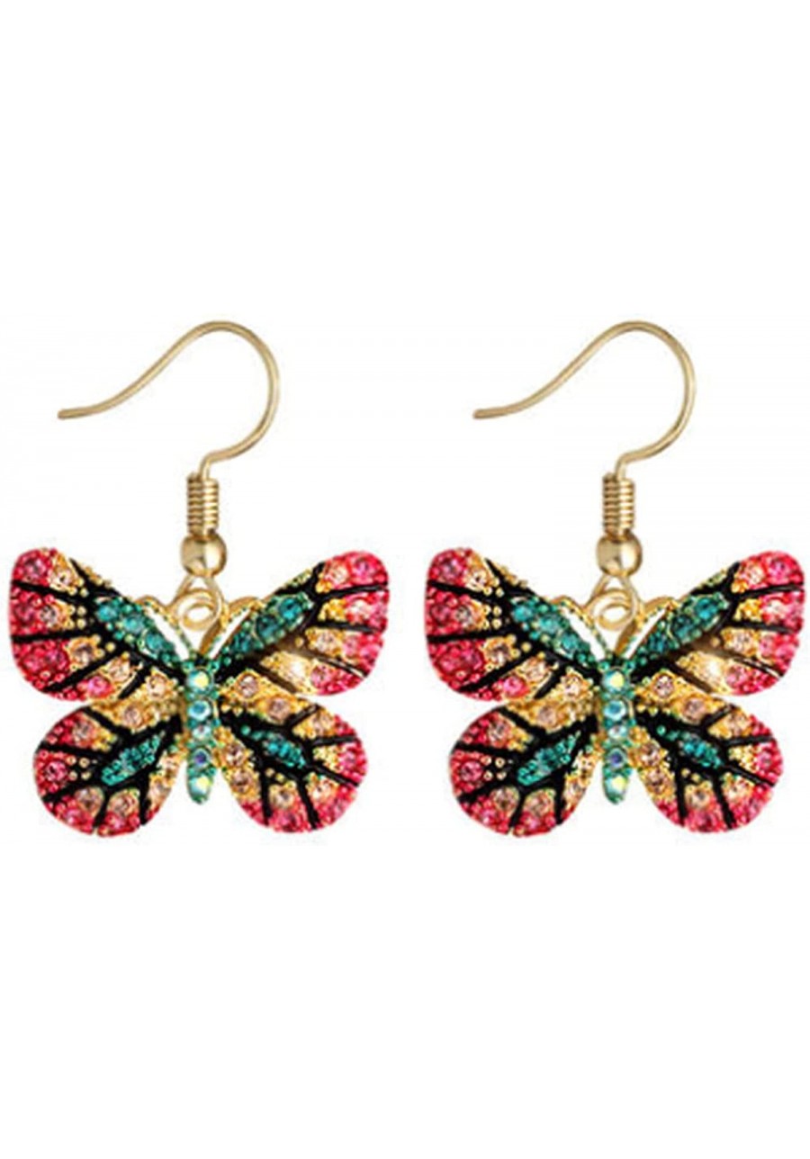 Luxury Crystal Shiny Butterfly Hanging Dangle Earrings For Women Ladies Animal Multicolor Crystal Pendant Drop Ear Jewelry Ac...