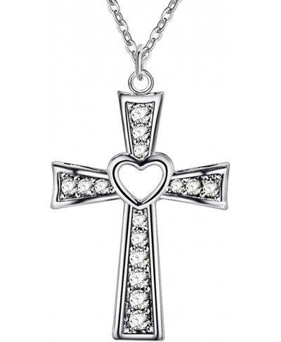 Women Men Fashion Cross Necklace Hollow Heart Cocktail Party Wedding Jewelry $8.72 Chains