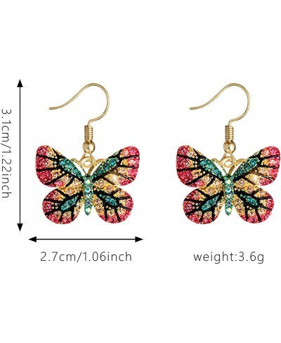 Luxury Crystal Shiny Butterfly Hanging Dangle Earrings For Women Ladies Animal Multicolor Crystal Pendant Drop Ear Jewelry Ac...