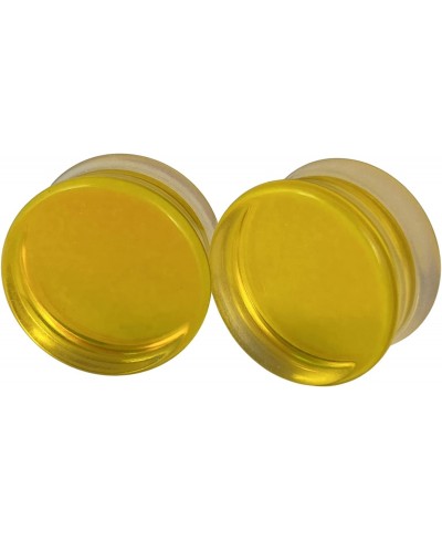 Pair of Yellow/Aqua Iridescent Double Sided Glass Plugs (PG-552) $11.58 Piercing Jewelry