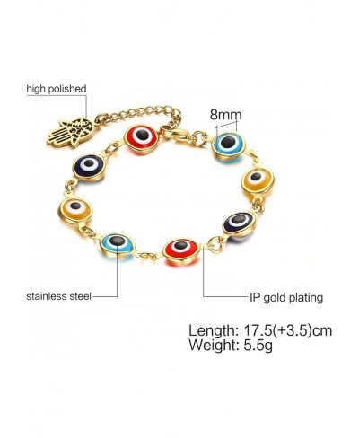 Stainless Steel Multi Color Evil Eye Bracelet Hand of Fatima Hamsa Charm Bracelets $20.25 Link