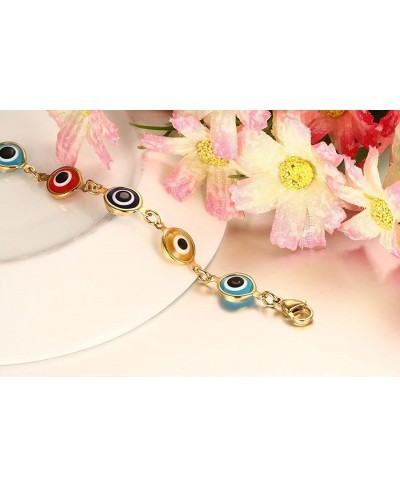 Stainless Steel Multi Color Evil Eye Bracelet Hand of Fatima Hamsa Charm Bracelets $20.25 Link