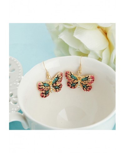 Luxury Crystal Shiny Butterfly Hanging Dangle Earrings For Women Ladies Animal Multicolor Crystal Pendant Drop Ear Jewelry Ac...