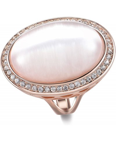 Fashion Rose Gold Band Rings Waterdrop Cat's Eye Stone Crystal Wide Cocktail Rings for Women $11.77 Bands