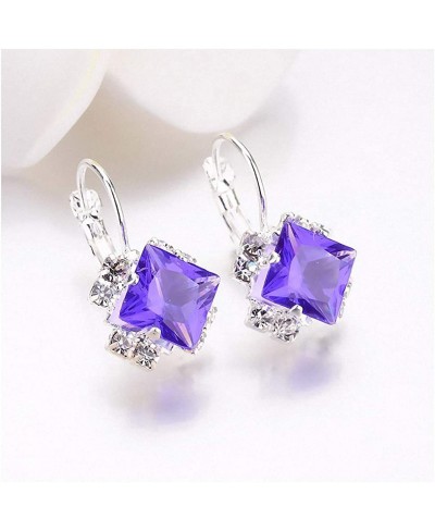 Womens Dangle Earrings Fashion Stone Rhinestones Girls White Square Crystal Drop Earrings for Women Statement Wedding Jewelry...