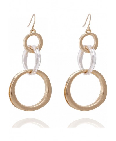 Two Tone Triple Circle Dangle Drop Statement Earrings for Women $13.23 Drop & Dangle