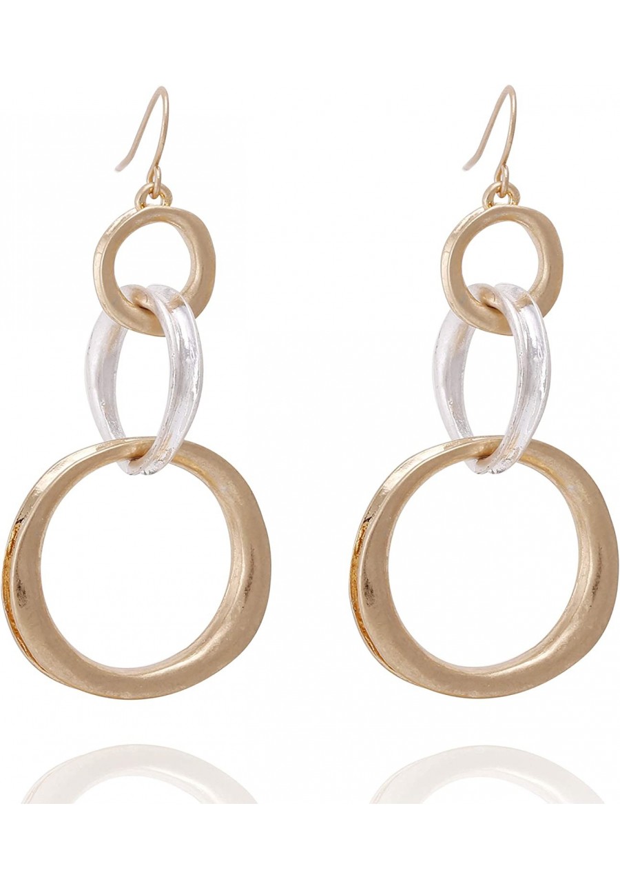 Two Tone Triple Circle Dangle Drop Statement Earrings for Women $13.23 Drop & Dangle