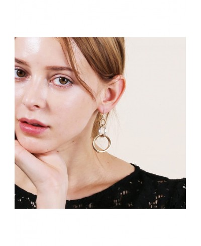 Two Tone Triple Circle Dangle Drop Statement Earrings for Women $13.23 Drop & Dangle