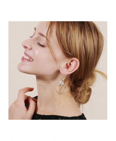 Two Tone Triple Circle Dangle Drop Statement Earrings for Women $13.23 Drop & Dangle