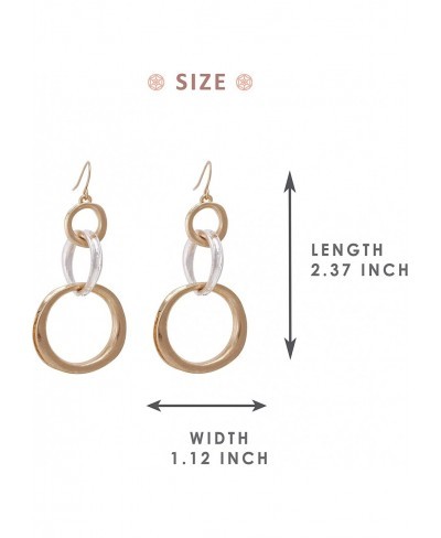 Two Tone Triple Circle Dangle Drop Statement Earrings for Women $13.23 Drop & Dangle