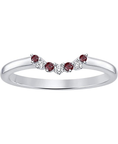 Round Cut Red Garnet & Diamond 14k Gold Plated Curved Wedding Band Ring for Women $34.60 Wedding Bands