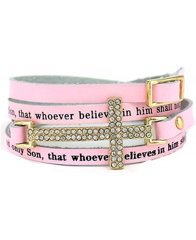 4030315 John 3 - 16 Leather Wrap Cross Bracelet Adjustable Belt Buckle for God So Loved The World $13.35 Wrap