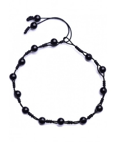 Black Obsidian Bead Braided Adjustable Rope Wrap Bracelet Anklets for Women Men Girl Boy Jewelry Anti Swelling Healing Stone ...