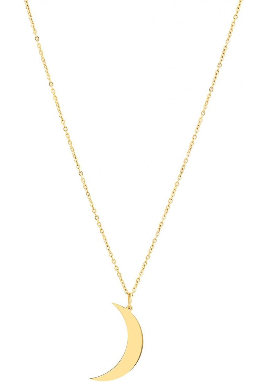 Crescent Moon Necklace 18K Gold Plated Stainless Steel Crescent Moon Pendant Necklace Delicate Dainty Crescent Necklace for W...