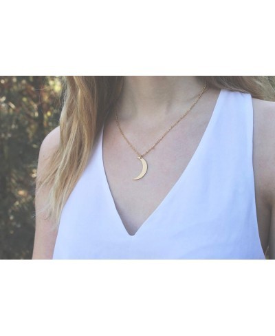 Crescent Moon Necklace 18K Gold Plated Stainless Steel Crescent Moon Pendant Necklace Delicate Dainty Crescent Necklace for W...