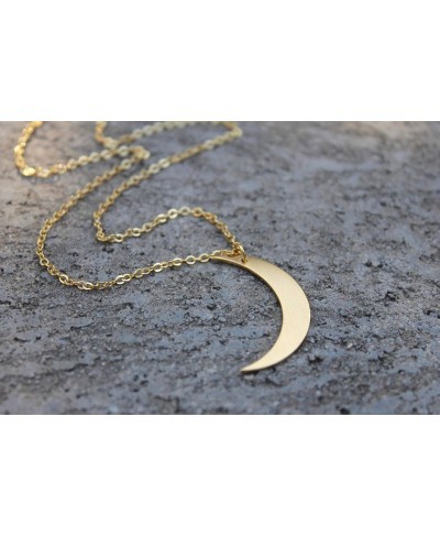 Crescent Moon Necklace 18K Gold Plated Stainless Steel Crescent Moon Pendant Necklace Delicate Dainty Crescent Necklace for W...