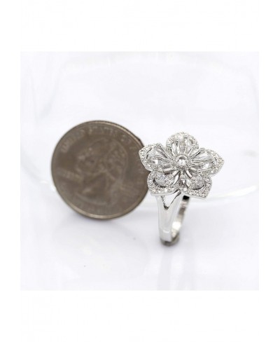 Platinum Plated White Sakura Flower Rings with Pear Cut Cubic Zirconia Wedding Peach Blossom Ring Engagement Y581 $11.99 Enga...