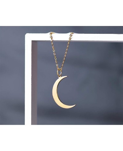 Crescent Moon Necklace 18K Gold Plated Stainless Steel Crescent Moon Pendant Necklace Delicate Dainty Crescent Necklace for W...