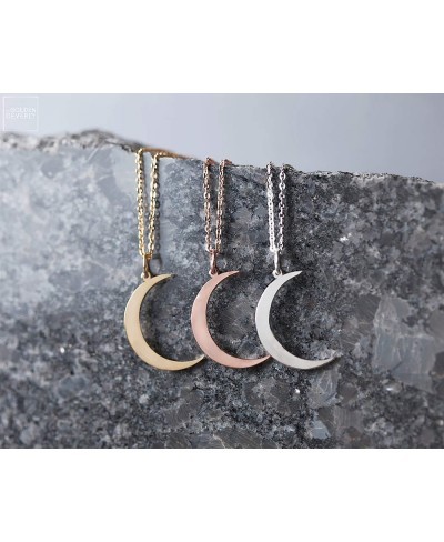 Crescent Moon Necklace 18K Gold Plated Stainless Steel Crescent Moon Pendant Necklace Delicate Dainty Crescent Necklace for W...