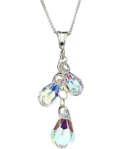 Sterling Silver Cable Chain Necklace AB Crystal Multi-Teardrop Pendant 18 $18.17 Pendants & Coins