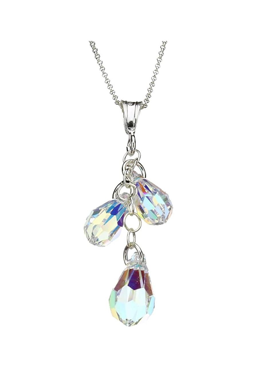 Sterling Silver Cable Chain Necklace AB Crystal Multi-Teardrop Pendant 18 $18.17 Pendants & Coins