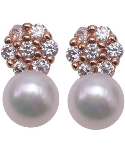 Women Freshwater Pearl Earrings 6mm Round Stud Earrings $16.02 Stud