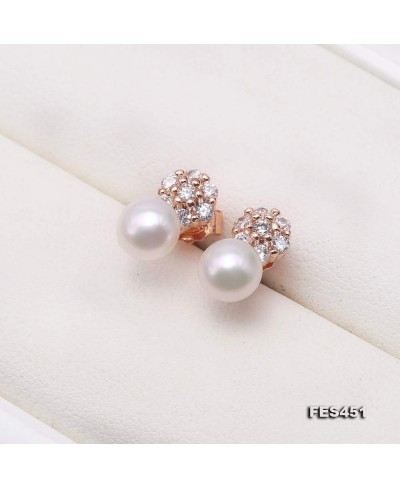 Women Freshwater Pearl Earrings 6mm Round Stud Earrings $16.02 Stud