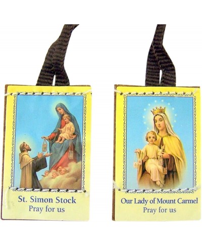 Brown Cloth Scapular Our Lady of Mt Carmel with St Simon Stock 32 Inch $13.05 Pendant Necklaces