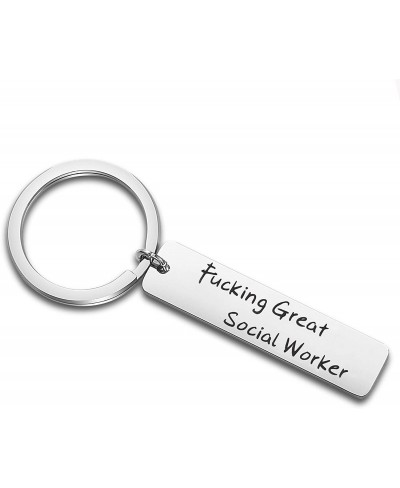 Fucking Great Social Worker Keychain Appreciation Gift for Social Worker MSW Graduation Gift $16.54 Pendants & Coins