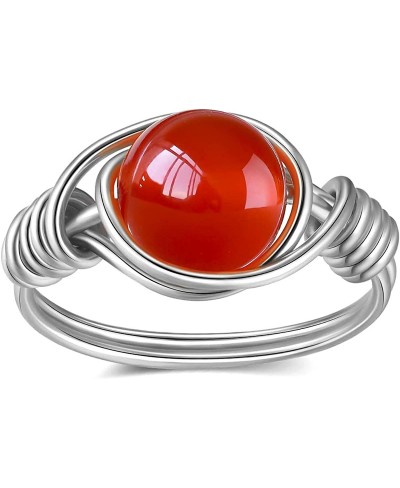 Carnelian Crystal Ring Wire Wrap Real Carnelian Crystal Ring Healing Crystal Gold Rings for Women Men Statement Stacking Band...