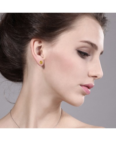 1.40 Ct Round 6mm Yellow Citrine Brass Yellow Gold Plated Brass Stud Earrings $25.92 Stud